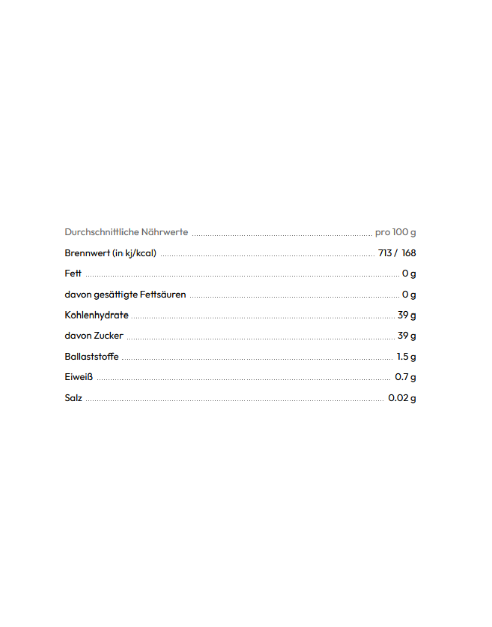 nutritional values