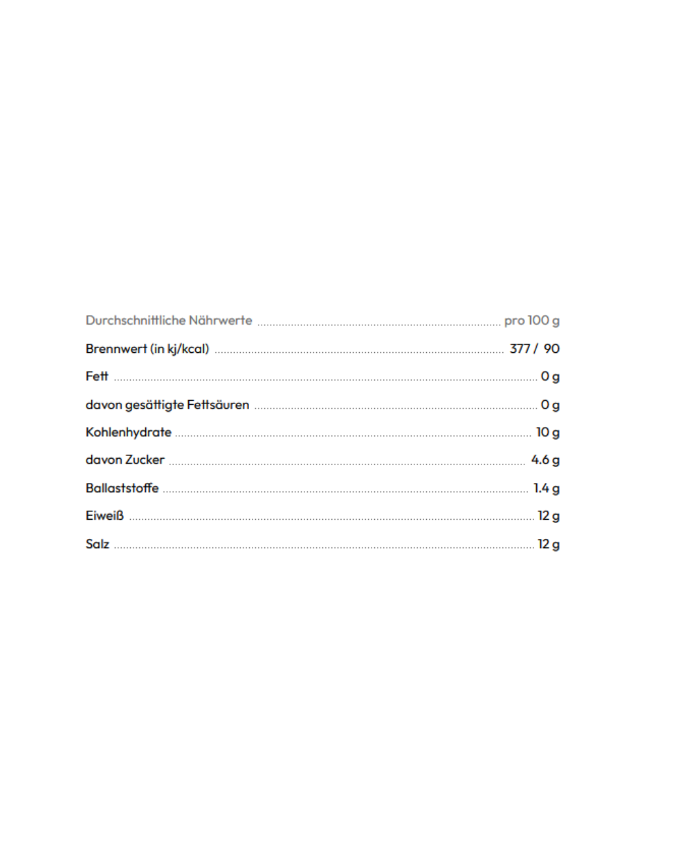 nutritional values