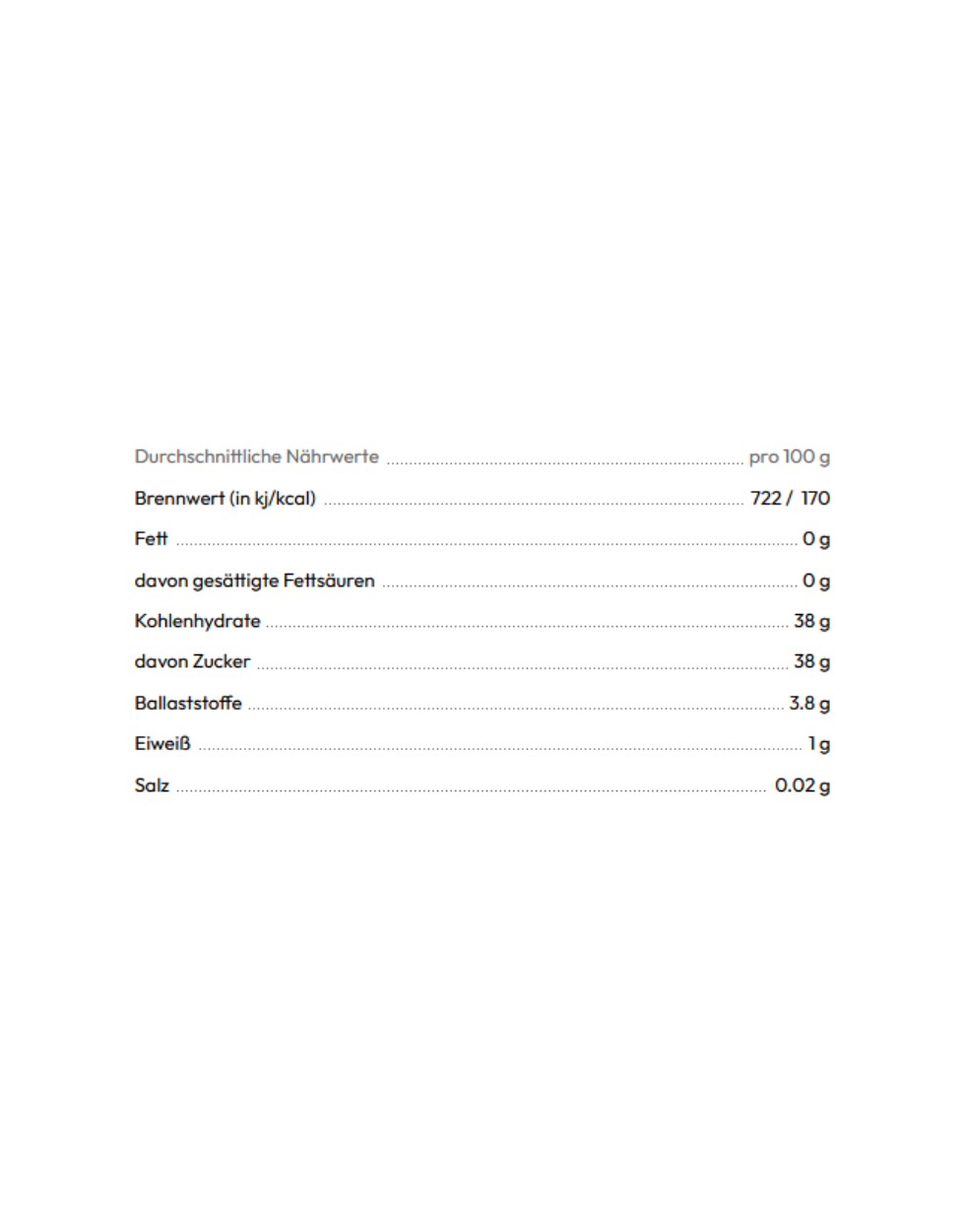 nutritional values