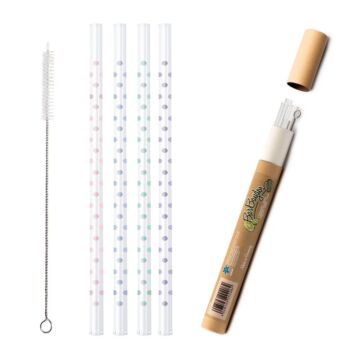 HERBORISTERIA Set Glastrinkhalme Punkte Mix 4 Stk
