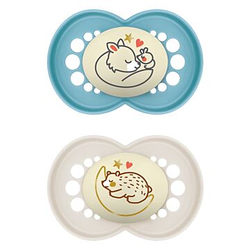 MAM Night Nuggi Sil 6-16m Boy 2 Stk