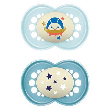 MAM Night Nuggi Sil 16-36m Boy 2 Stk