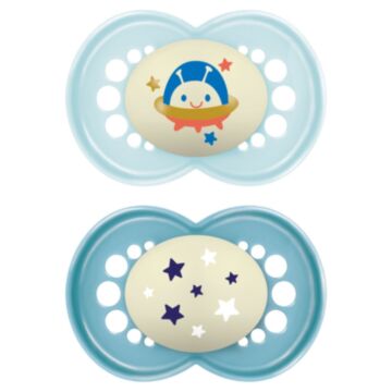 MAM Night Nuggi Sil 16-36m Boy 2 Stk