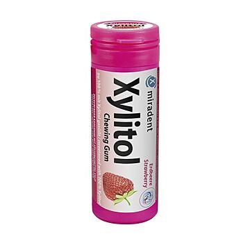 MIRADENT Xylitol Kaugummi Kids Erdbeere 30 Stk