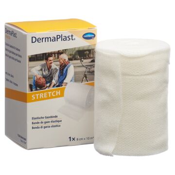 DERMAPLAST Stretch Gazebinde 8cmx10m weiss
