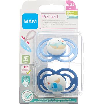 MAM Perfect Nuggi Sil 16-36m Boy # 2 Stk